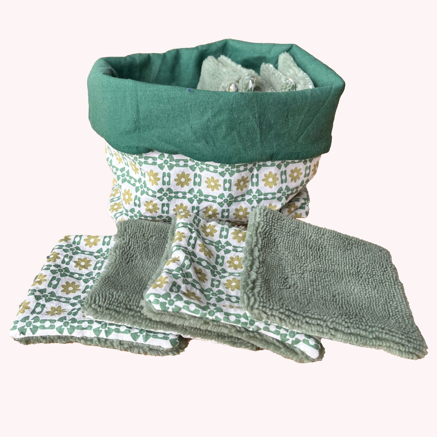 Panière + lot de 10 cotons réutilisables